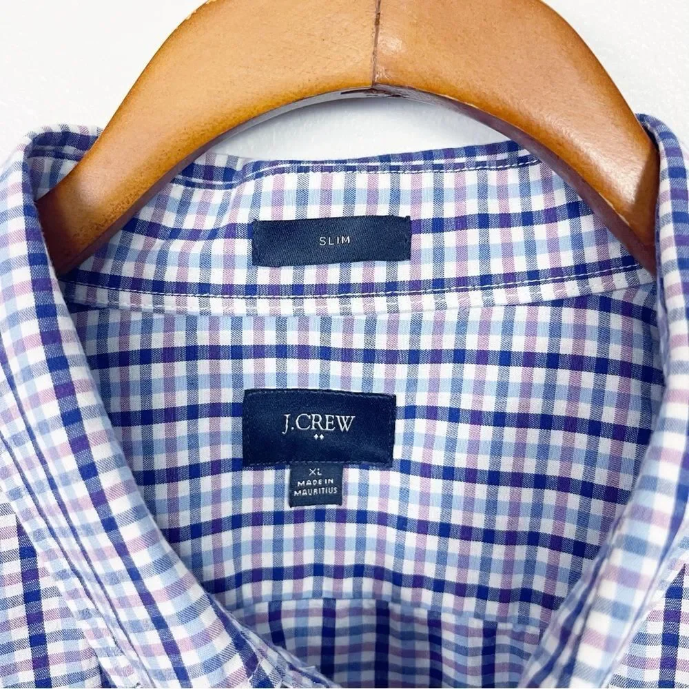 J.Crew Slim Fit Button Down Shirt Blue Purple Check XL